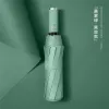 Hengdun fully automatic ten-bone reinforced folding umbrella, black rubber coating UV protection sun umbrella, one-button opening and closing three-fold umbrella, portable shuttle bus for both men and women, supports custom LOGO advertising umbrella details Picture